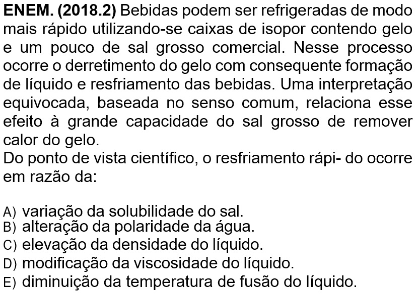 Propriedades Coligativas no ENEM 2018