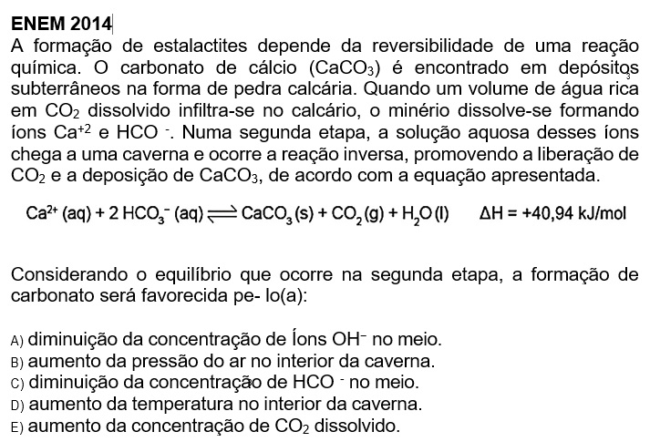 Questão de Equilíbrio Químico ENEM 2014